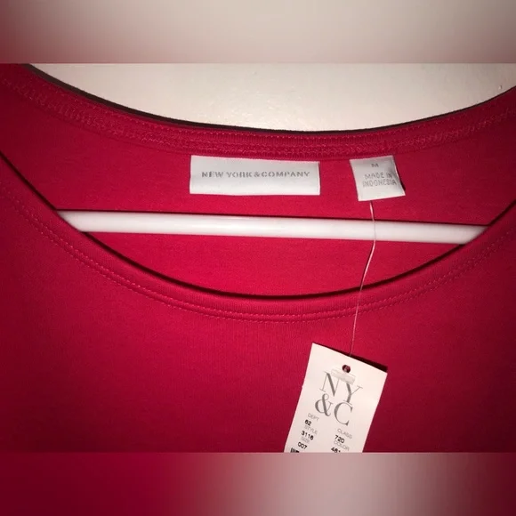 NWT New York & Co Size M Pink and Black Sleeveless A-Line Dress - Picture 3 of 5